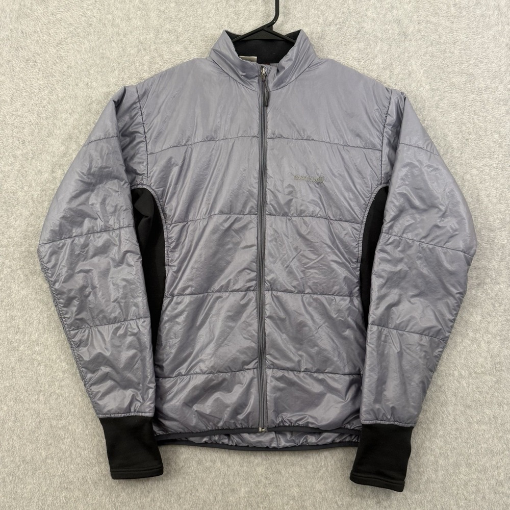 Mont-bell Jacket Womens Large Purple Black Insulated Full Zip Thumbholes Hiking